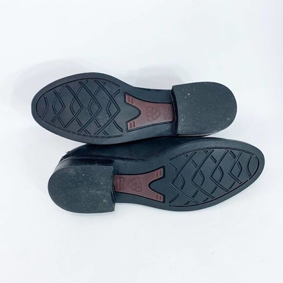 Ariat Shoes Womens 8 Loafers Black Leather Round Toe Low Top Slip On Suede - Picture 8 of 9